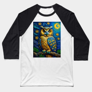 Owl in starry night Baseball T-Shirt